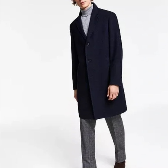 Lauren Ralph Lauren Coat Mens Luther 46L Wool Blend Overcoat Midnight Blue - Picture 2 of 6